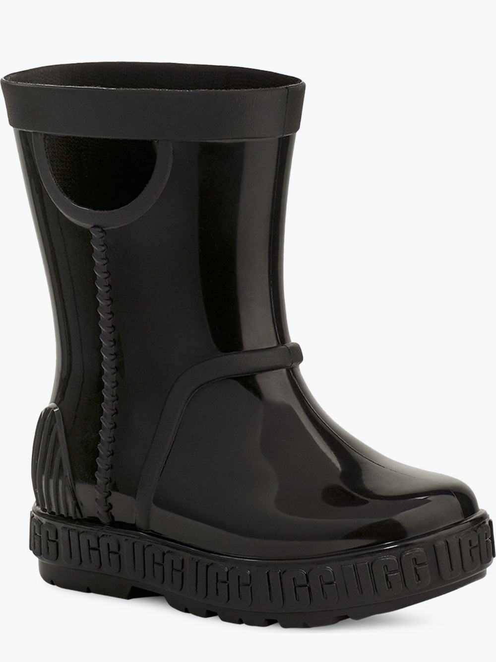 UGG Kids' Black Drizlita Waterproof Gloss Rain Boot with Pull Handles